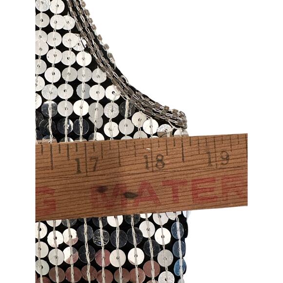 'AJ' India Vintage Silver Sequin/Black Silk Rayon Vest Women's Size Large - Picture 9 of 10